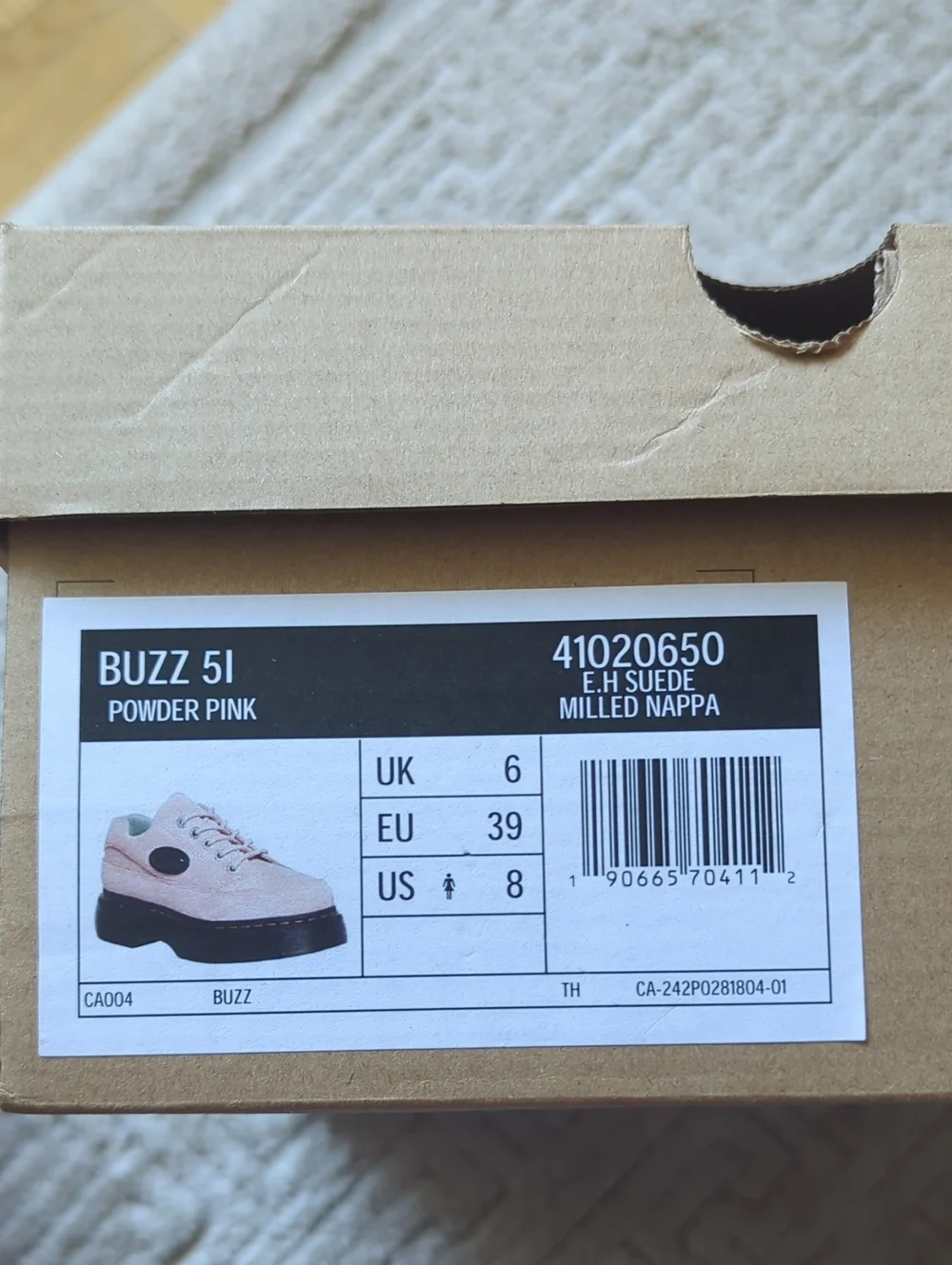 Doc Martens Buzz 5I Powder Pink Suede - Size 8 - Picture 6 of 7